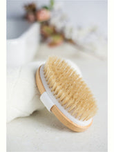 Bath loofah with long wooden stand
